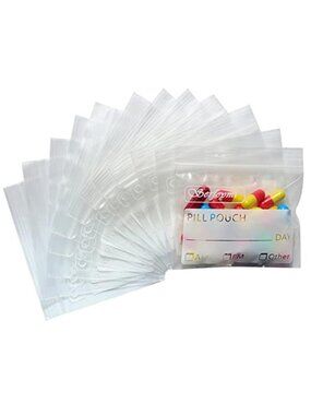 Travel Pill Bags Pouch Organizer 120 Pack Reusable Zipper Seal Waterproof AM PM